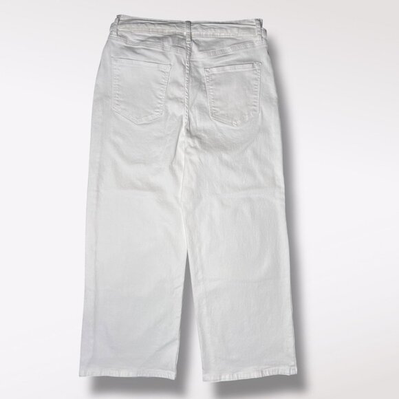 Vigoss White Wide Leg Cropped Jeans Women’s Size 9 29 High Rise Stretch Belted - Picture 6 of 8